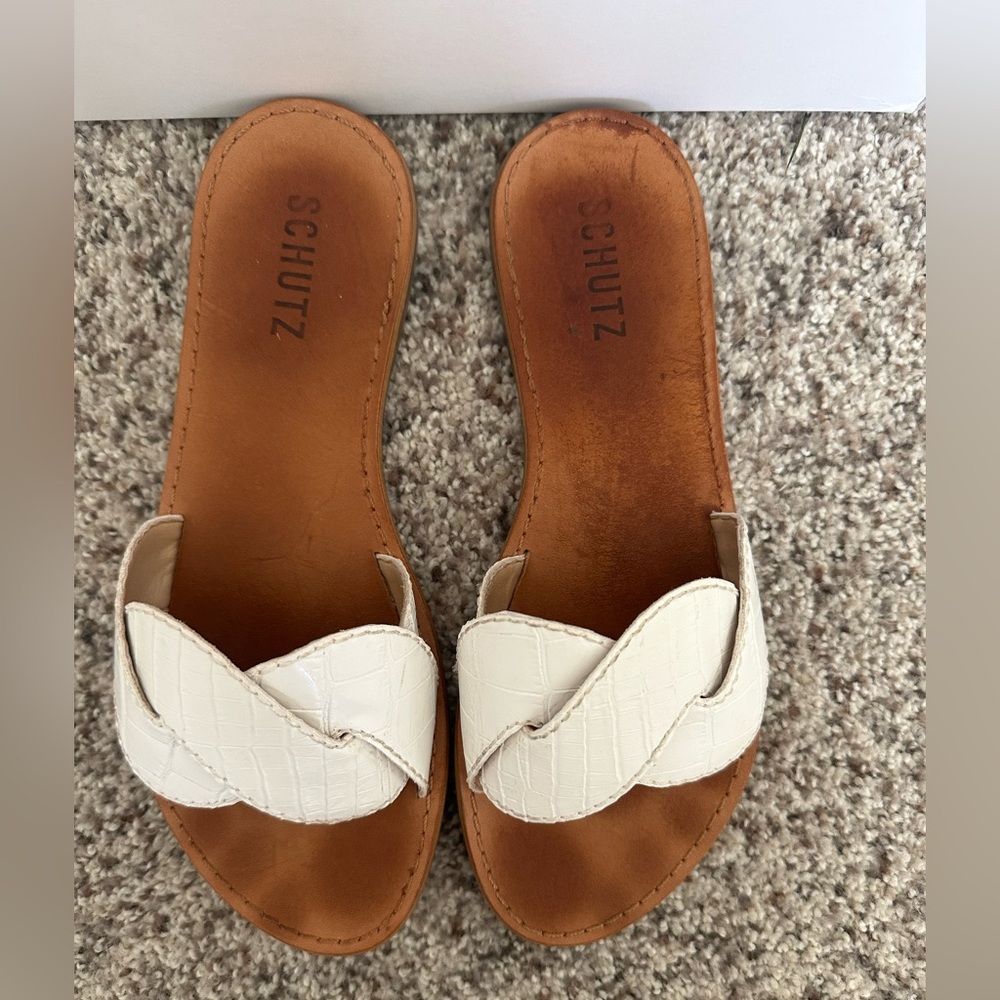 Schutz Women's White Dinah Slide Sandals